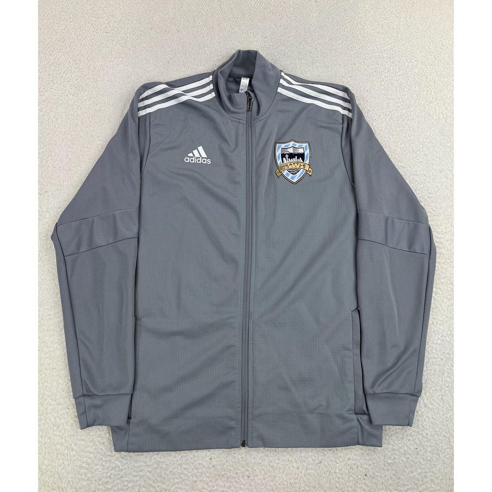 Seattle United Soccer Jacket Mens Large Gray Adidas Climalite Full Zip Warmup